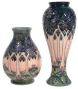 Two modern Moorcroft pottery 'Cluny' pattern vases designed Sally Tuffin