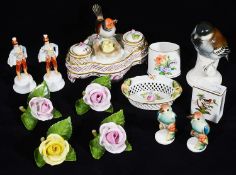 A small selection of Herend porcelain to include an inkwell