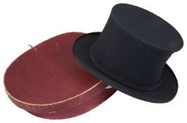 An early 20th c gentleman's collapsible black silk opera hat by Tress & Co.