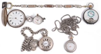 A selection of various silver pocket watches
