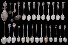 A small collection of various British and foreign silver spoons