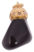 A diamond mounted polished gem pendant