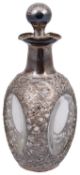 A early 20th c Chinese export .900 silver overlaid Haig dimple whisky decanter and stopper