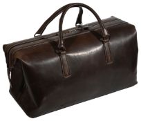 A Tanner Krolle stitched dark brown leather overnight bag
