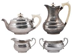 A George V silver four piece silver tea service