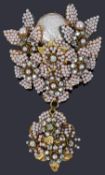 A very large vintage Stanley Hagler of New York pendant floral brooch