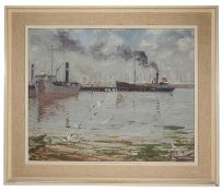 David Birch (Brit. 1945) 'On Southampton water' oil on board