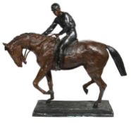 After Isidore Bonheur (1827- 1901), Racehorse with jockey, bronze