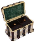 A Victorian tortoiseshell and mother-of-pearl veneered tea caddy