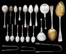 19th century and later silver flatware and sugar tongs
