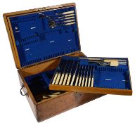 A late Victorian oak cutlery canteen box