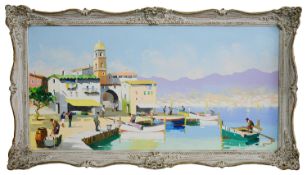 Cecil D'Oyly John (Brit. 1906 -1993), 'St. Tropez, Fr. Riviera', oil on canvas, signed