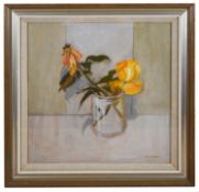 David Mcleod Martin RSW RGI (Scot. b.1922) Study of yellow roses in a vase', oil board, signed