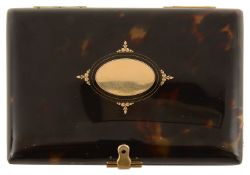 A 19th Century gold and tortoiseshell aide-memoire travelling case