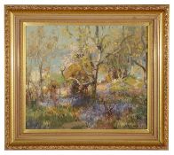 Thomas Bromley Blacklock (Brit. 1863-1903) 'Hyacinths and Sloe' oil on board, signed lower right