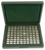 A cased set of '100 Greatest Cars' 925/1000 silver miniature ingots by John Pinches ltd