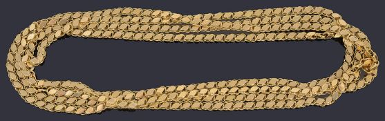 An 18ct gold long fancy link neck chain
