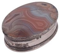 A George IV silver mounted agate snuff box