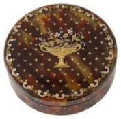 A late 18th/early 19th c. gold and silver pique work tortoiseshell snuff box