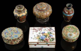 A small collection of mostly early 20th c. Japanese cloisonne items