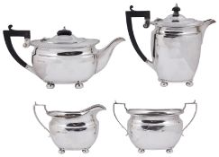 A George VI silver four piece tea service
