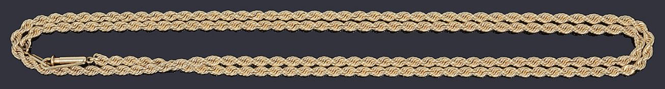 A gold rope chain necklace