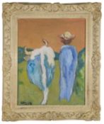 Henryk Gotlib (Polish 1890-1966) 'White Ox with farm worker' oil on canvas, signed lower left
