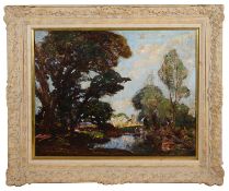 William Watt Milne (Scot. 1865-1949) 'River landscape with trees', oil on canvas, signed