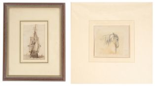 John White Abbott (Brit. 1763-1851) pencil; Richard Henry Nibbs (1816-1893), pen and ink