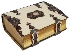 A late 19th c. Continental ivory and tortoiseshell bound photo album