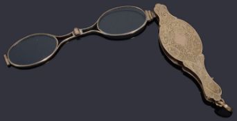 A pair of mid-Victorian gold cased lorgnettes; others