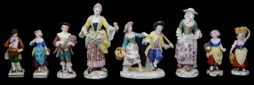 A small collection of 20th c. Meissen and Samson porcelain figures