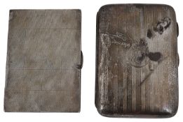 An Edward VII silver pocket cigar case and an Edward VIII Art Deco silver cigarette case