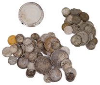 A Victoria half sovereign and a selection British silver coins