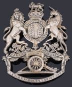 A Royal Artillery Other Ranks general pattern silver plated helmet plate, post 1901