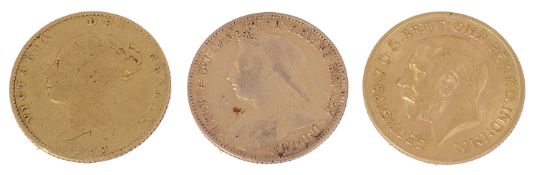 Three half sovereigns,