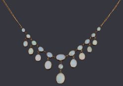 A delicate Edwardian opal fringe necklace