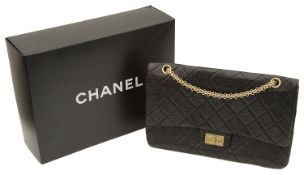 A Chanel black quilted distressed lambskin 2.55 reissue maxi flap handbag