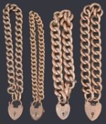 Four assorted Victorian and later 9ct gold curb link bracelets