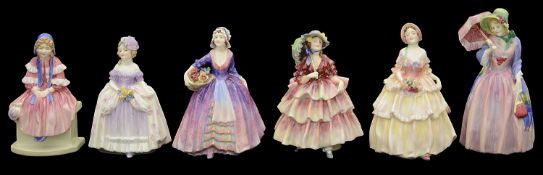 Six pre-war Royal Doulton porcelain figures