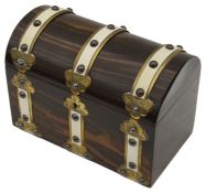 A Victorian coromandel brass and ivory mounted tea caddy