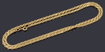 A 9ct gold twisted rope chain necklace