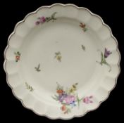 A first period Worcester porcelain lobed silver shape dessert plate