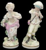 Two large 18th c Derby porcelain figures, 'Spring' and 'Autumn' from the French Seasons c.1780