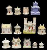 Early to mid 19th c English porcelain and Staffordshire pottery pastille burners