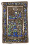 A late 19th century Chinese silver filigree and enamel aide memoire