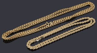 Two 9ct gold necklace chains