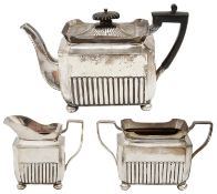 A late Victorian Scottish three piece silver tea service