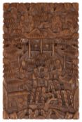 A late 19th century Chinese Canton carved boxwood card case
