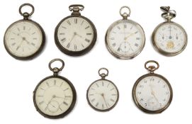 A collection of silver pocket watches